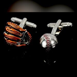 Brown and Silver Sports Cuff Links